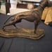 DOG Greyhound Pointer Sculpture on Metal Base, Brass bronze vintage hunting dog