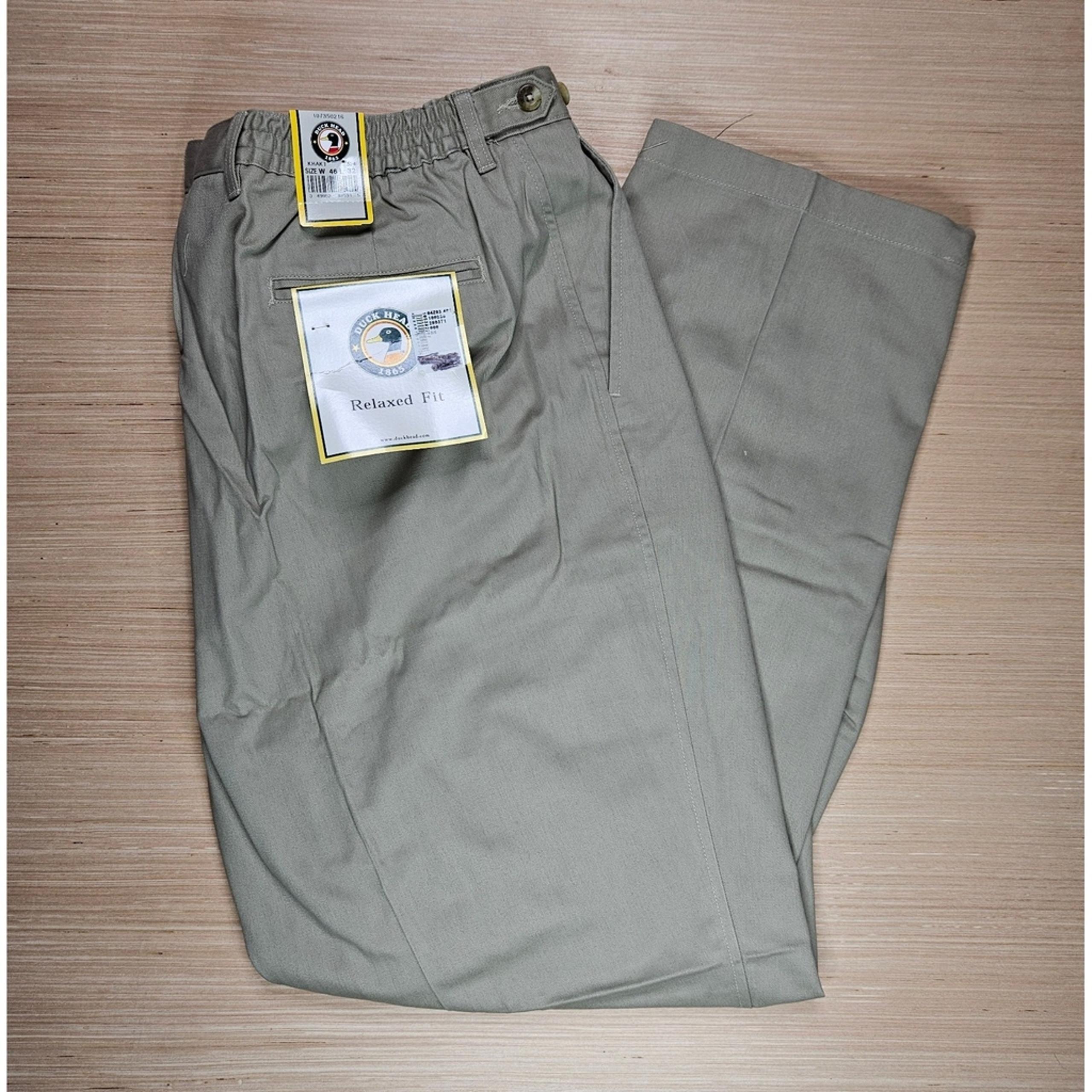 Duck Head 46X32 Khaki Beige Dress Pants Relaxed Fit Pleated Adjustable NEW