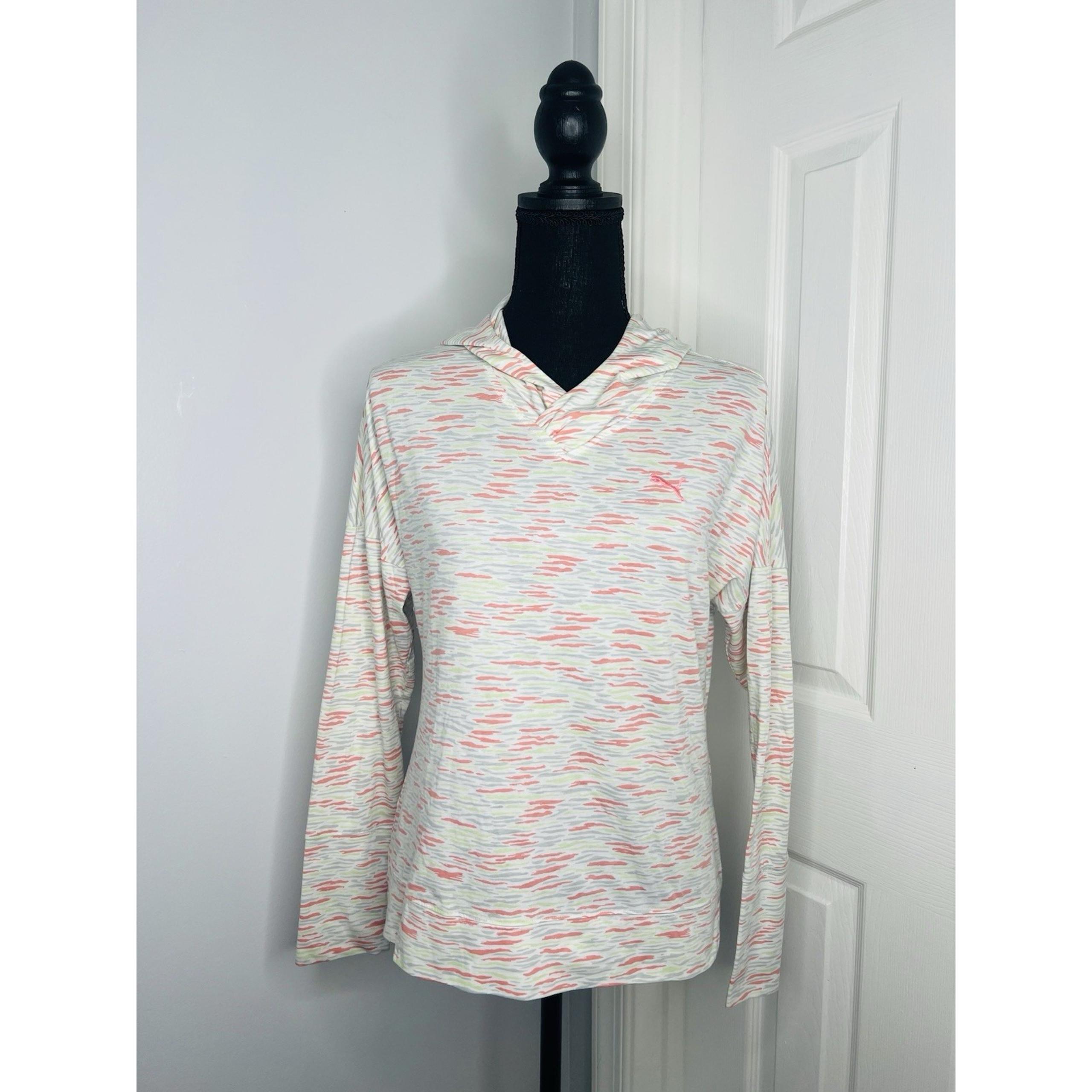 Puma Womens Colorful Dry Cell Sportswear Long Sleeve Hooded Athletic Shirt Sz S