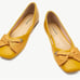 C.Paravano Yellow Metal Bowknot Square Flats sz 41 or 10