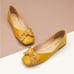 C.Paravano Yellow Metal Bowknot Square Flats sz 41 or 10
