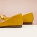 C.Paravano Yellow Metal Bowknot Square Flats sz 41 or 10