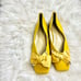 C.Paravano Yellow Metal Bowknot Square Flats sz 41 or 10