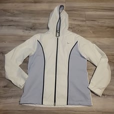 Nike Jacket Adult Large Windbreaker Gray White Full-Zip Hoodie VGT
