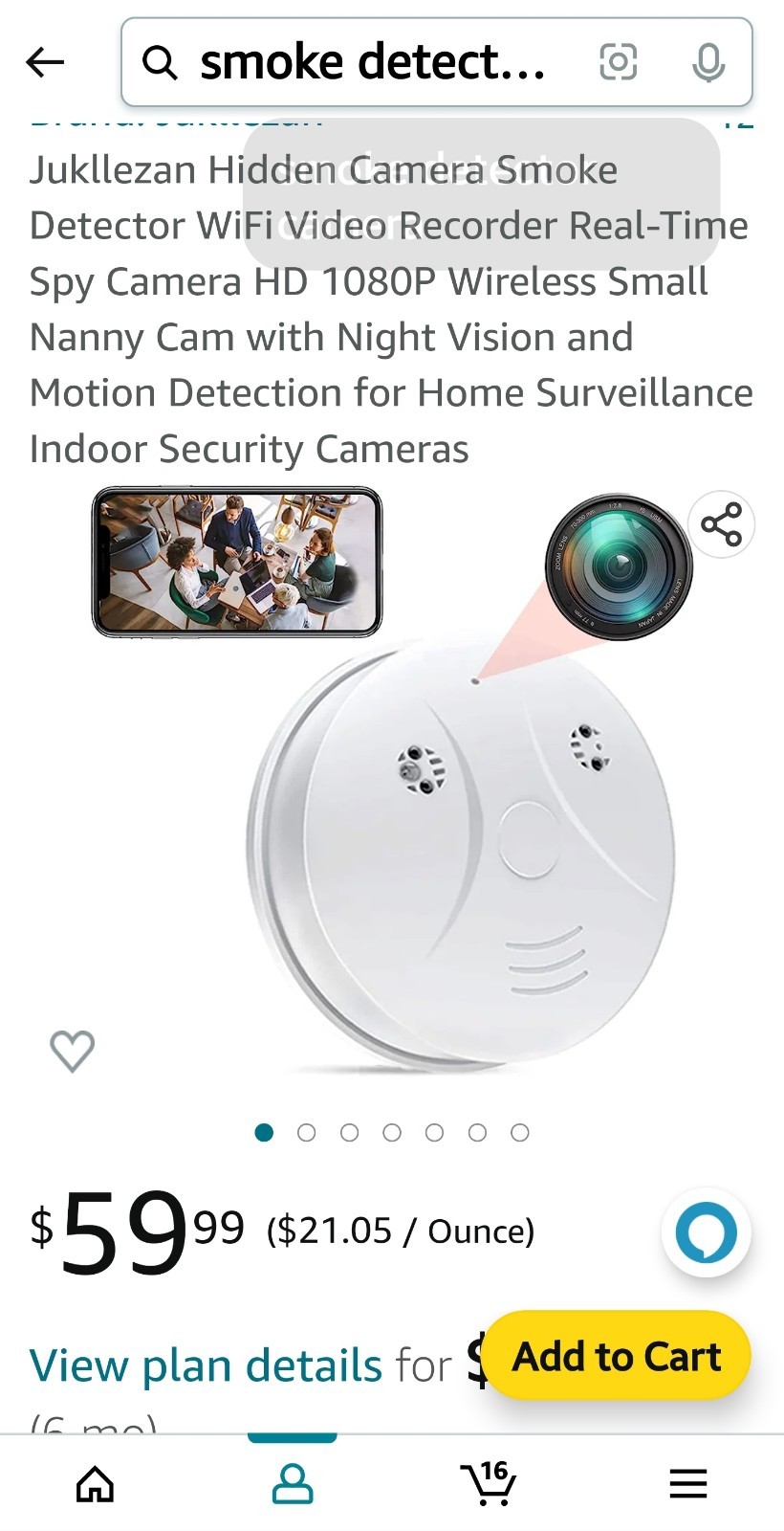 Smoke detecter nanny cam spy cam