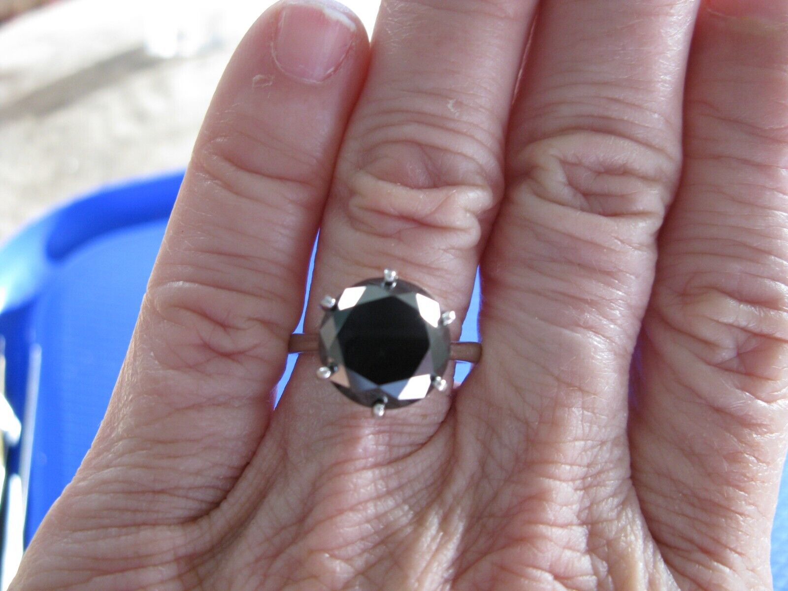 4.86ct 100% REAL NATURAL BLACK DIAMOND RING, CERTIFICATE,FR EE DIA TESTER Size 7