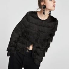 Zara Basic Black Fringe Tassel jacket blazer in medium NWOT