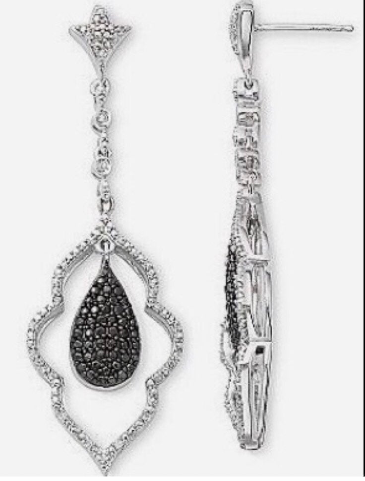 1/10th Carat Black and White Diamond Ear