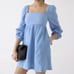 J. Crew NWT Squareneck Soft Guaze Dress in Chambray Blue Sz Small Puff Sleeve