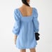 J. Crew NWT Squareneck Soft Guaze Dress in Chambray Blue Sz Small Puff Sleeve