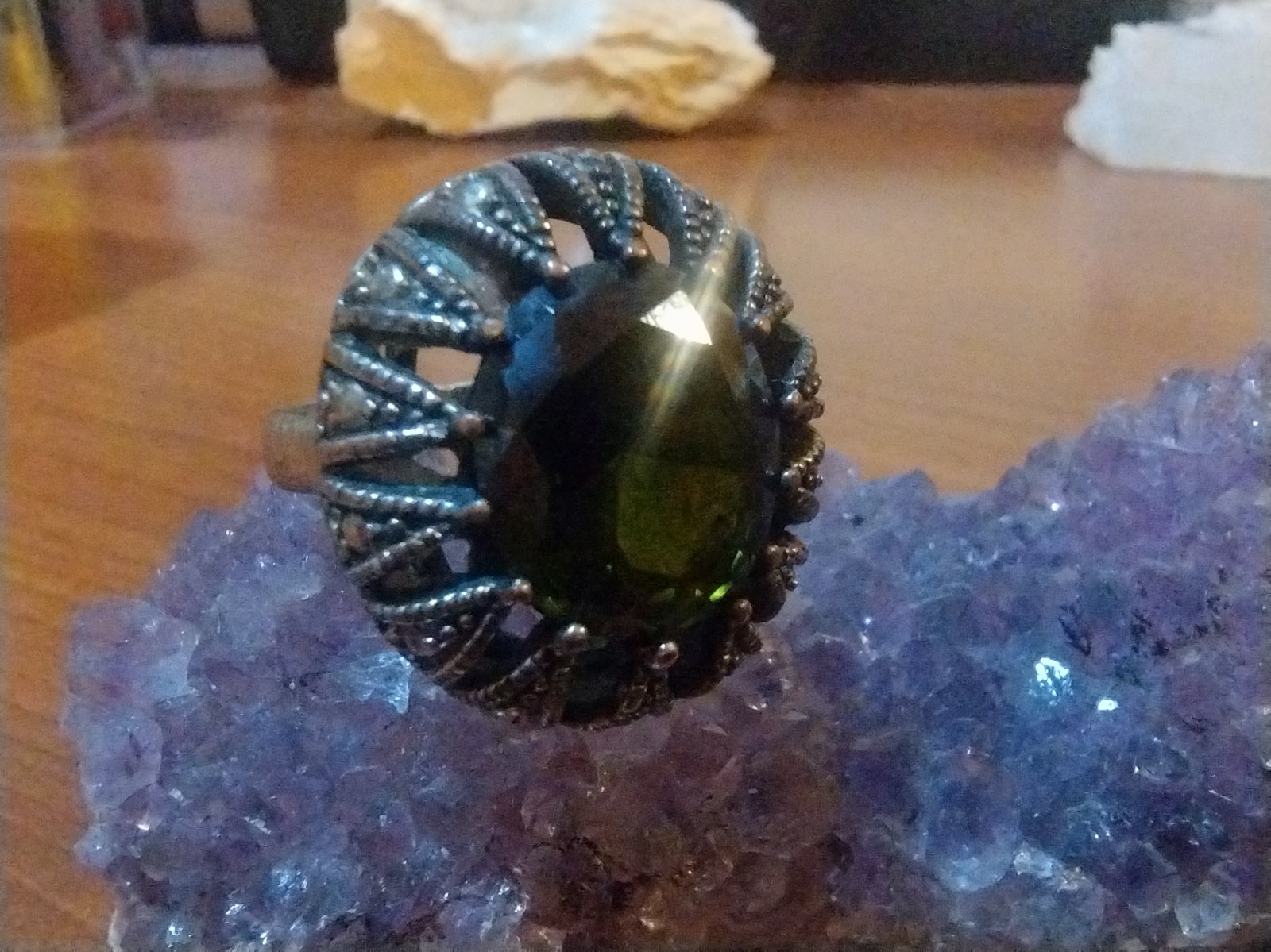 vintage large BALI sterling silver & gemstone ring