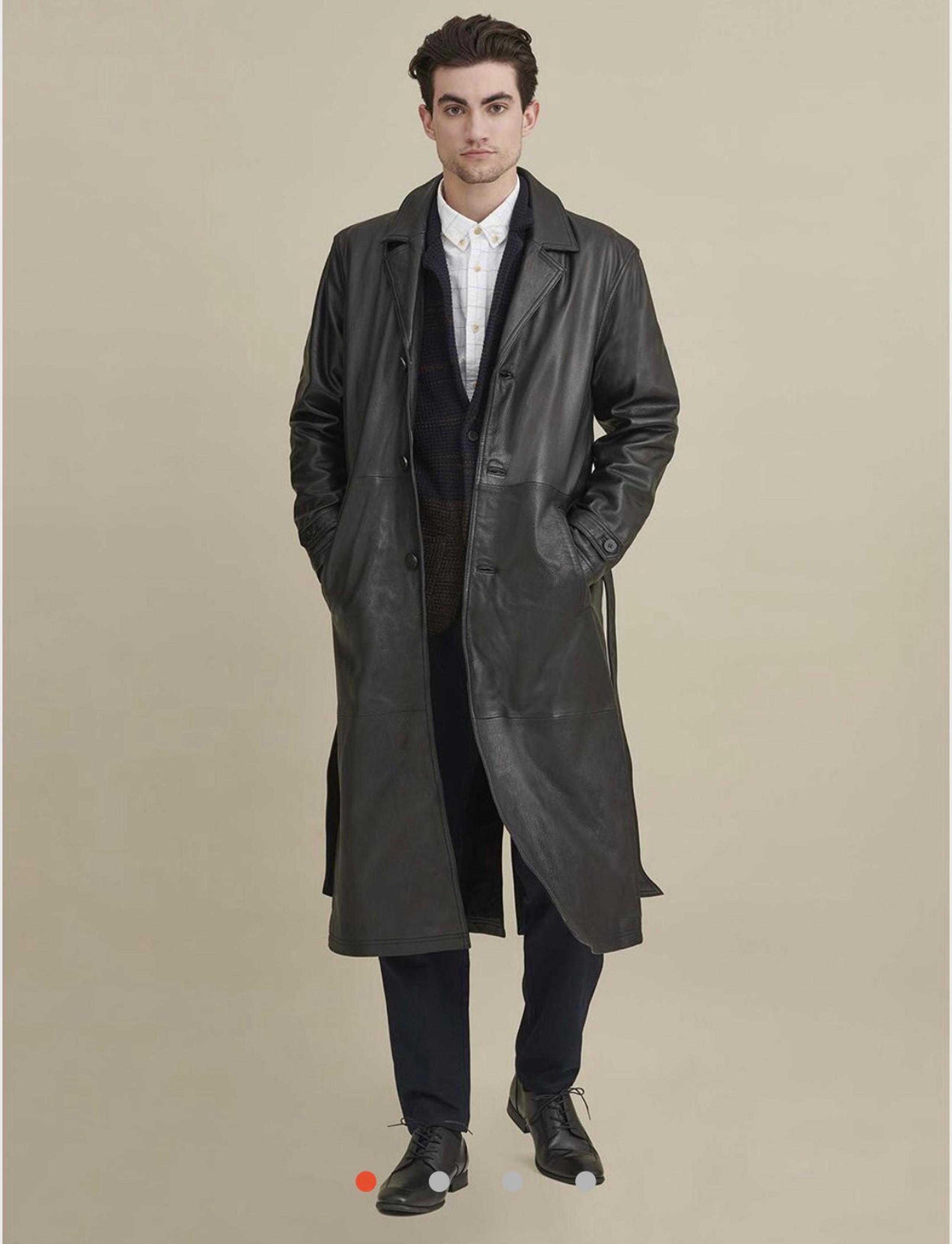 Mens Leather Trench Jacket