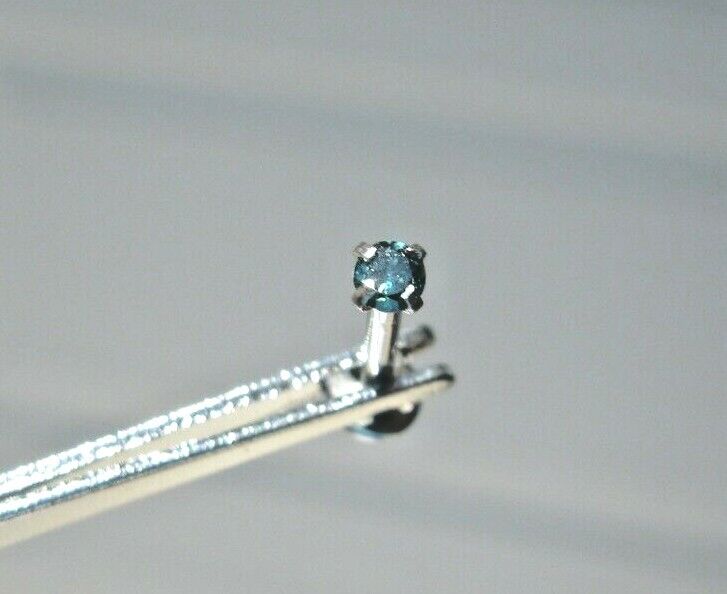 2.5mm REAL BLUE DIAMOND LABRET BODY,CERTIFICA TE LIP EAR 1/4\ 