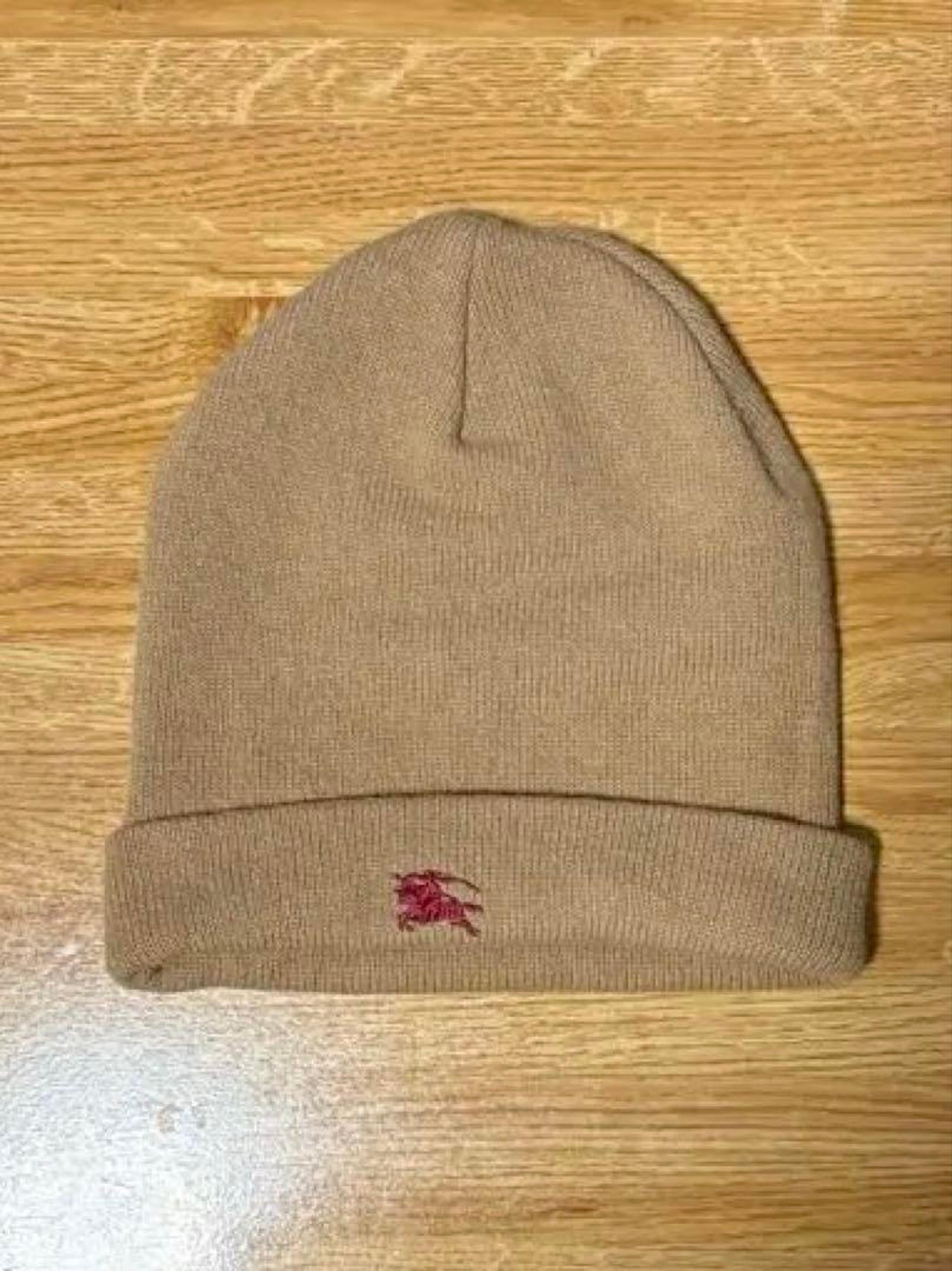 Beige Knit Hat, BURBERRY