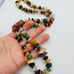 Vintage Polished Natural Agate Stone Colorful Bohemian Gold Tone 26 in Necklace