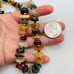 Vintage Polished Natural Agate Stone Colorful Bohemian Gold Tone 26 in Necklace