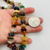 Vintage Polished Natural Agate Stone Colorful Bohemian Gold Tone 26 in Necklace