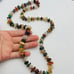 Vintage Polished Natural Agate Stone Colorful Bohemian Gold Tone 26 in Necklace