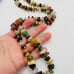 Vintage Polished Natural Agate Stone Colorful Bohemian Gold Tone 26 in Necklace