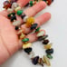 Vintage Polished Natural Agate Stone Colorful Bohemian Gold Tone 26 in Necklace