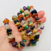 Vintage Polished Natural Agate Stone Colorful Bohemian Gold Tone 26 in Necklace