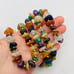 Vintage Polished Natural Agate Stone Colorful Bohemian Gold Tone 26 in Necklace