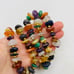 Vintage Polished Natural Agate Stone Colorful Bohemian Gold Tone 26 in Necklace