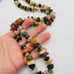 Vintage Polished Natural Agate Stone Colorful Bohemian Gold Tone 26 in Necklace