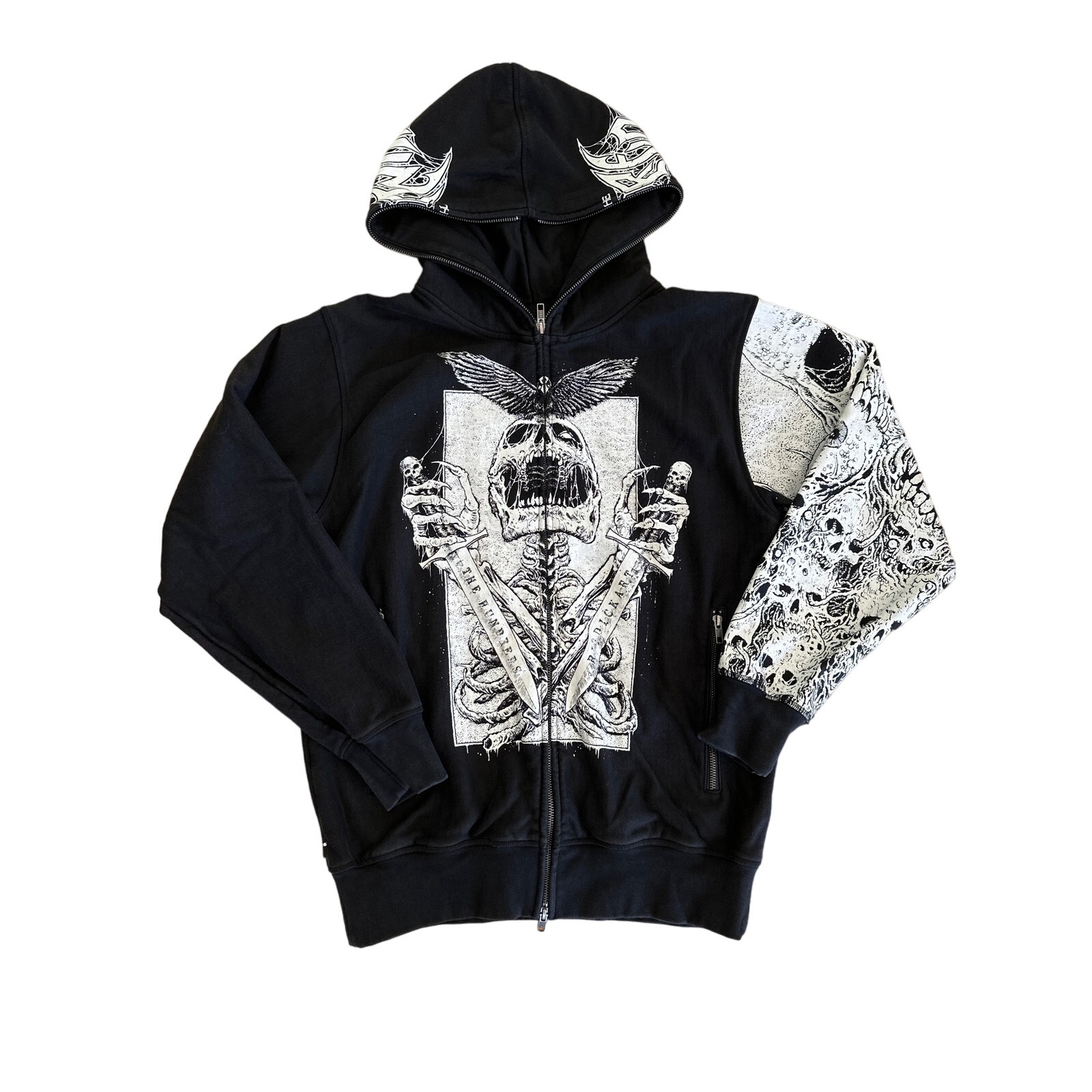 The Hundreds x Riddick Art - Zip Front Hoodie in Black & White