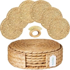 Woven Placemats Set of 6 with Bamboo Brush