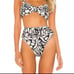 BEACH RIOT Daisy Bottoms, Bikini Ruffles Black, White Animal Print Size Medium