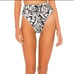 BEACH RIOT Daisy Bottoms, Bikini Ruffles Black, White Animal Print Size Medium