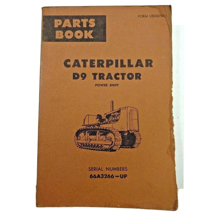 Caterpillar D9 Tractor Power Shift Parts Book 66A3266 and Up November 1970