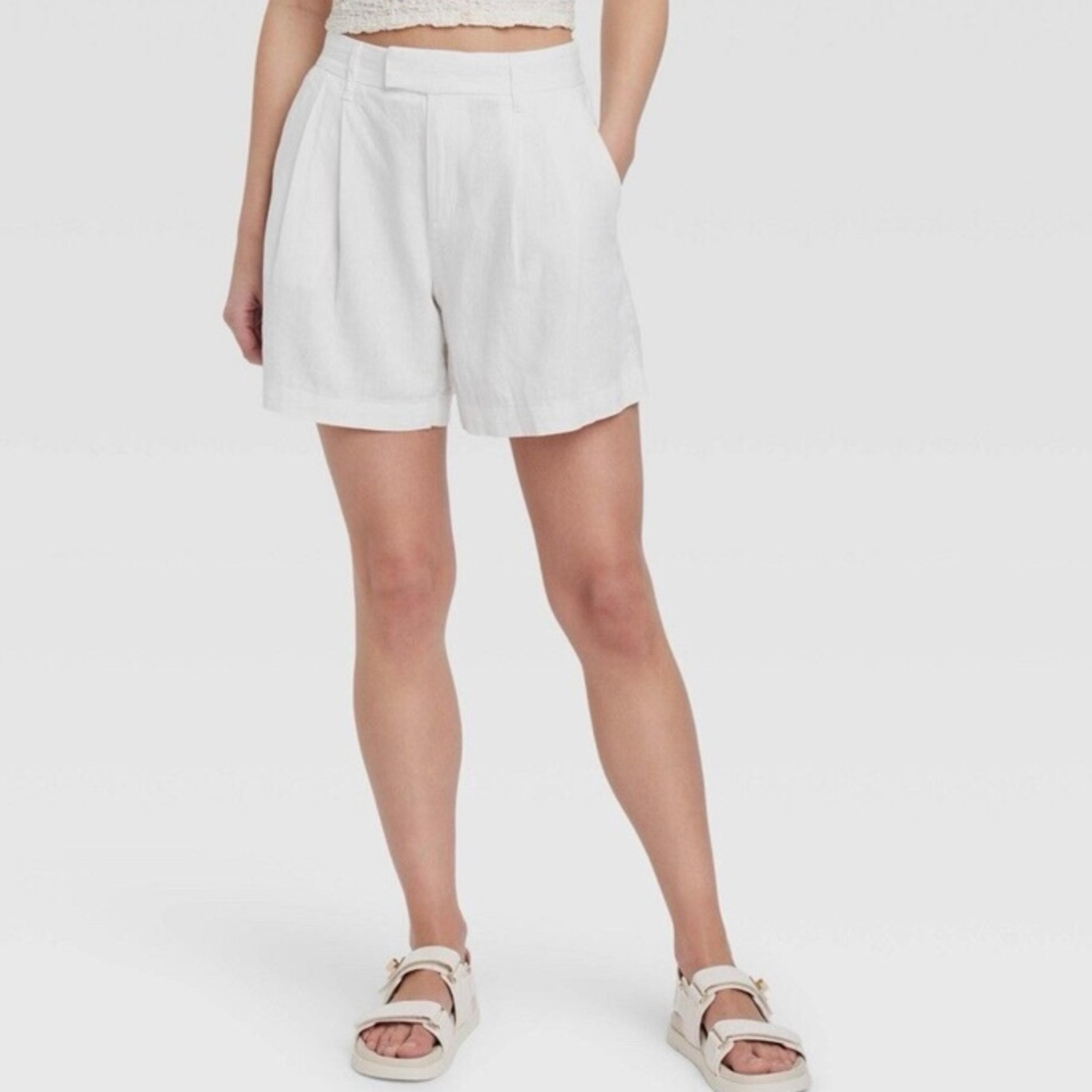 a new day women's high-rise tailored linen shorts