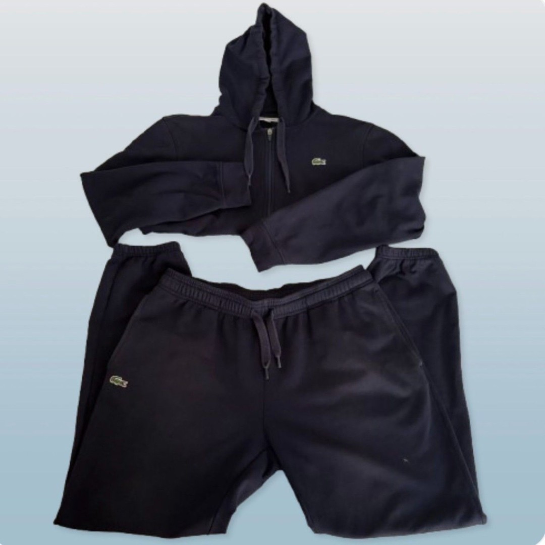 Men's Lacoste Sport Faded Navy Blue Zip Up Goodie + Sweat Pants Set size L