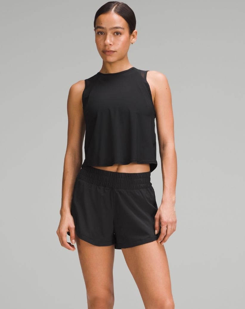 NWT 58 LULULEMON Sculpt Cropped Tank Top Black Lightweight Gym Shirt Size 6