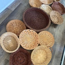 Large Boho Basket Wall Set of 14 Assorted Wicker Rattan Gallery