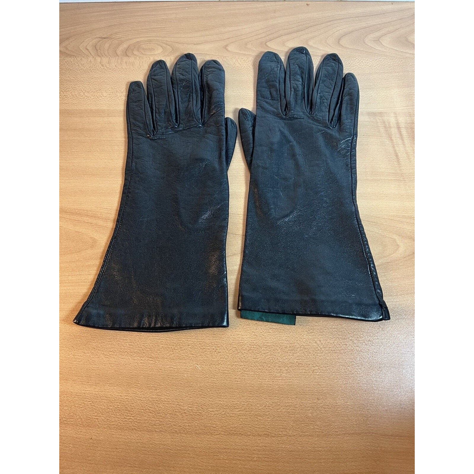 Charter Club Womens Leather Gloves Black Size 7 100% Silk Lining Made In Italy