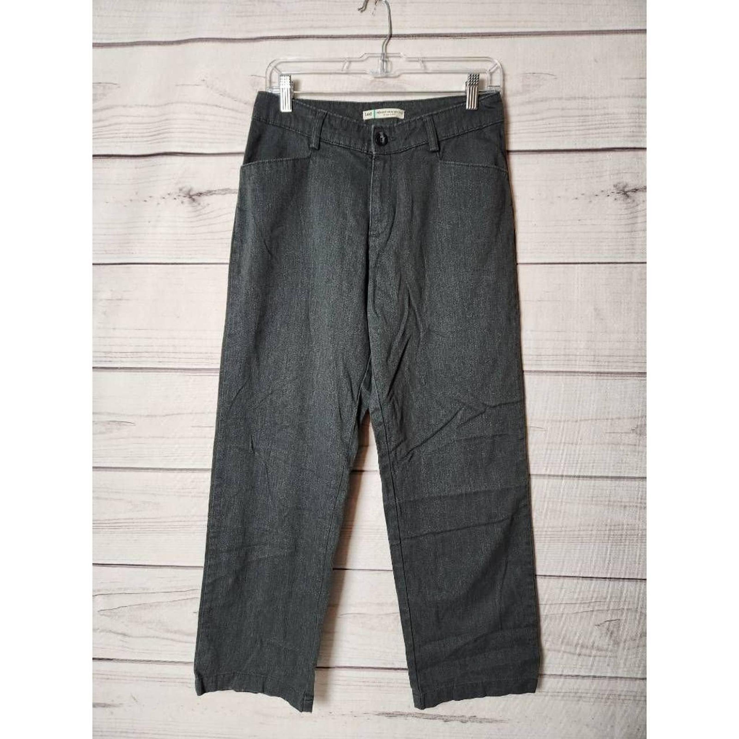 Lee Womens Relaxed Straight Leg Cropped Pants Gray Mid Rise Pockets 8 Short