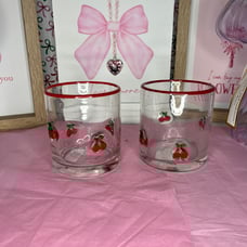 Anthropologie Dupe Cherry Glass DOF Cups Tik Tok Viral