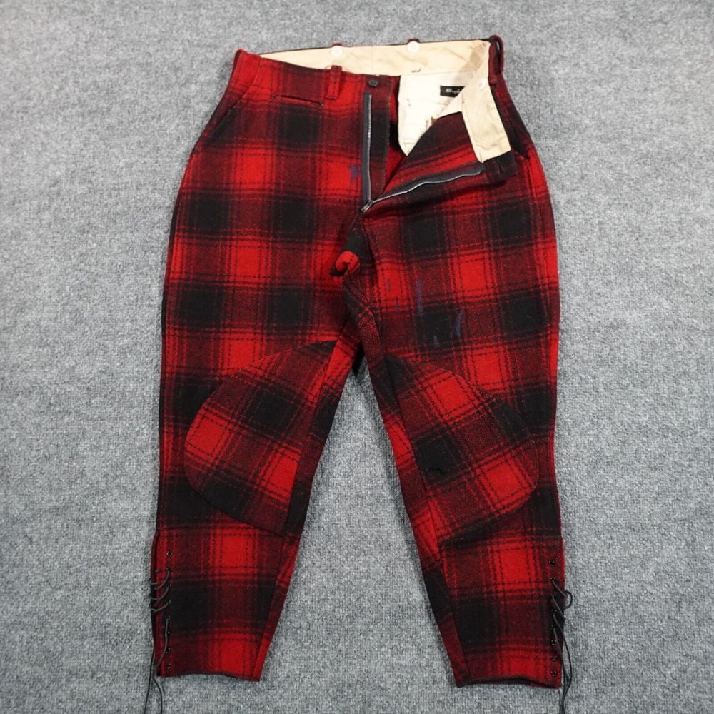 Vintage DRYBAK Pants 32x26 Shadow Plaid Mackinaw Wool Hunting 50s 60s USA 11971