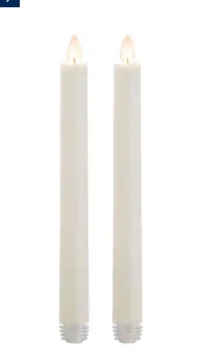 Mirage 9 White Wax Dipped LED Tapers - Set of 2 - 1 L x 1 W x 9 H