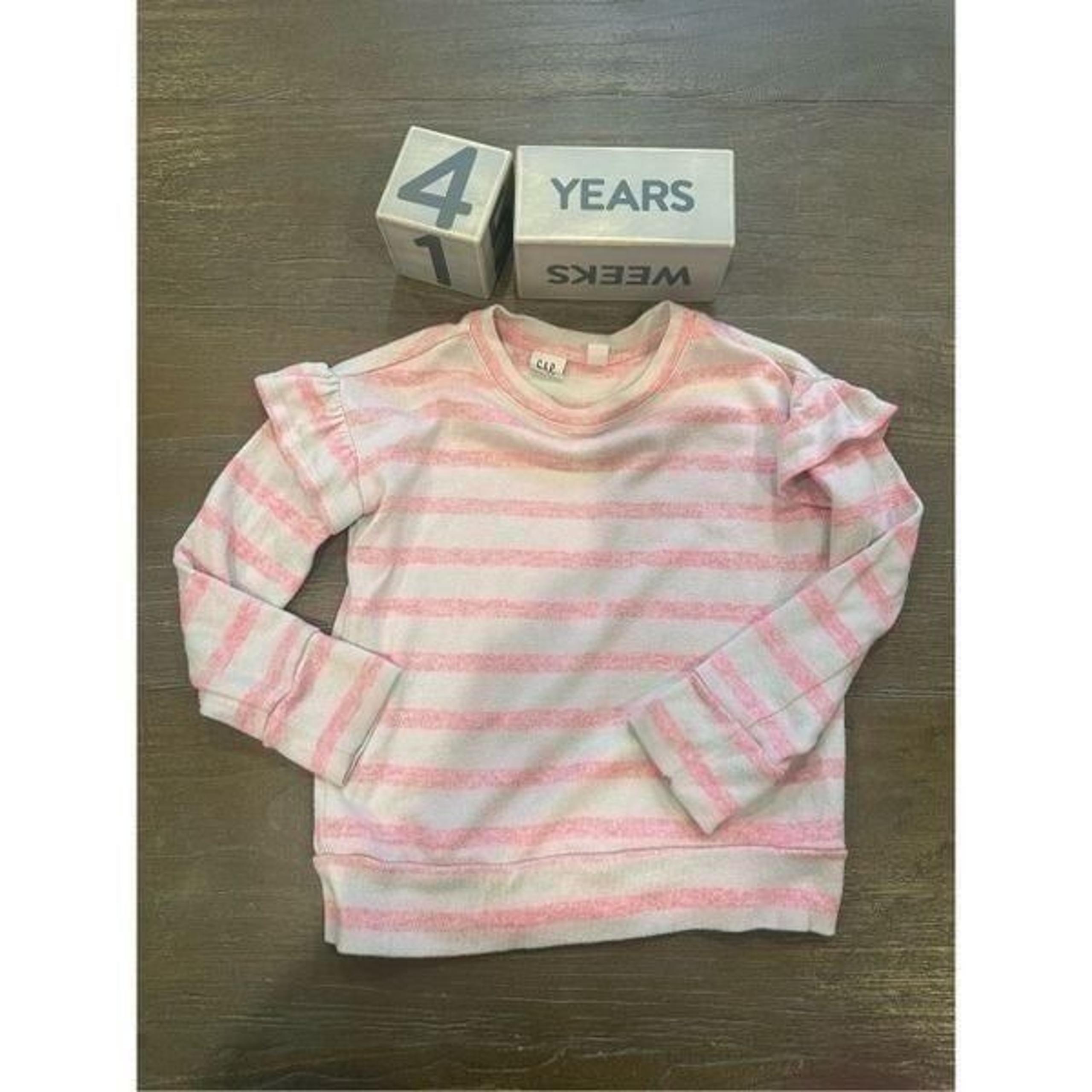 Gap stripe soft spun long sleeve girls top- sz 4-pullover- pink/cream stripe