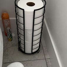 NearMoon Toilet Paper Organizer Stand, Free Standing 3 Rolls Tissue Storage, Met