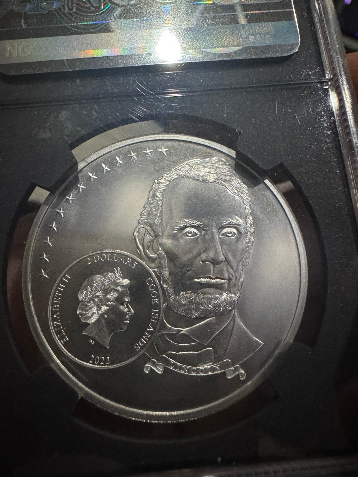 Life of Lincoln MS70 2 Dollar Silver Coin