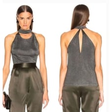 Fleur Du Mal FWRD Choker Top in Sparkle Grey Size Large