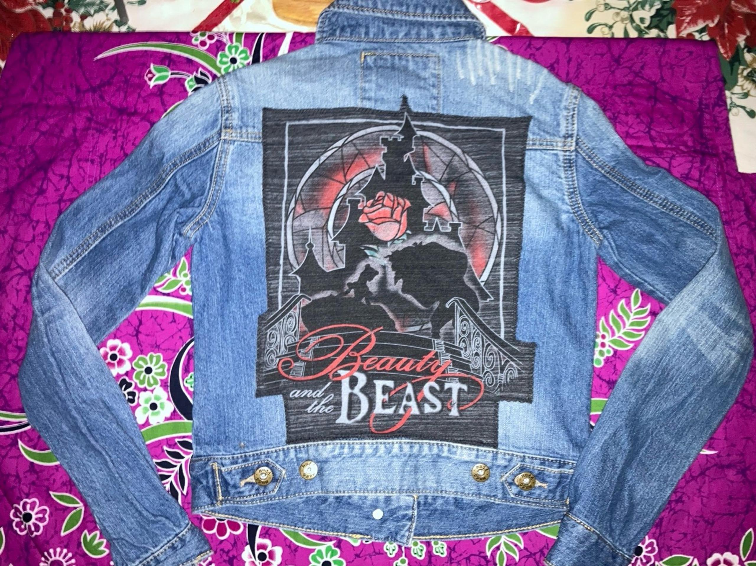 Juniors XS Mudd Denim Jacket with Beauty And The Beast