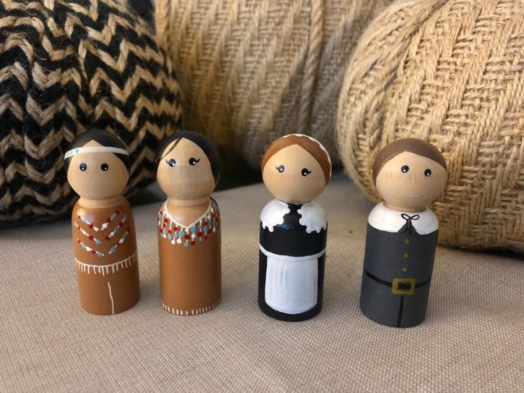 Artist Painted Thanksgiving Figure Set 4