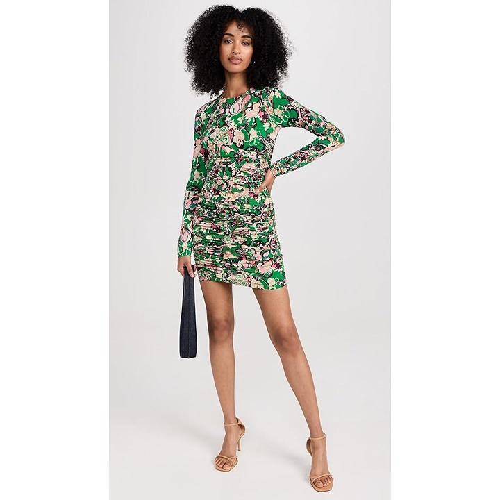A.L.C. Kiki Floral Ruched long sleeve Mini Dress Size S