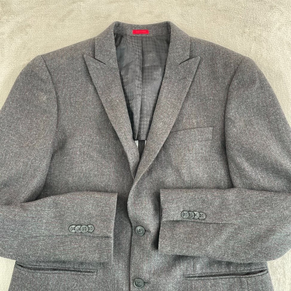 John Varvatos Sports Coat Blazer Men 40R Grey Striped Wool Blend 2 Button Front